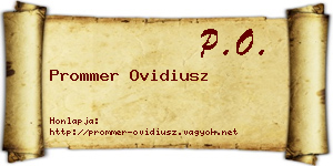 Prommer Ovidiusz névjegykártya